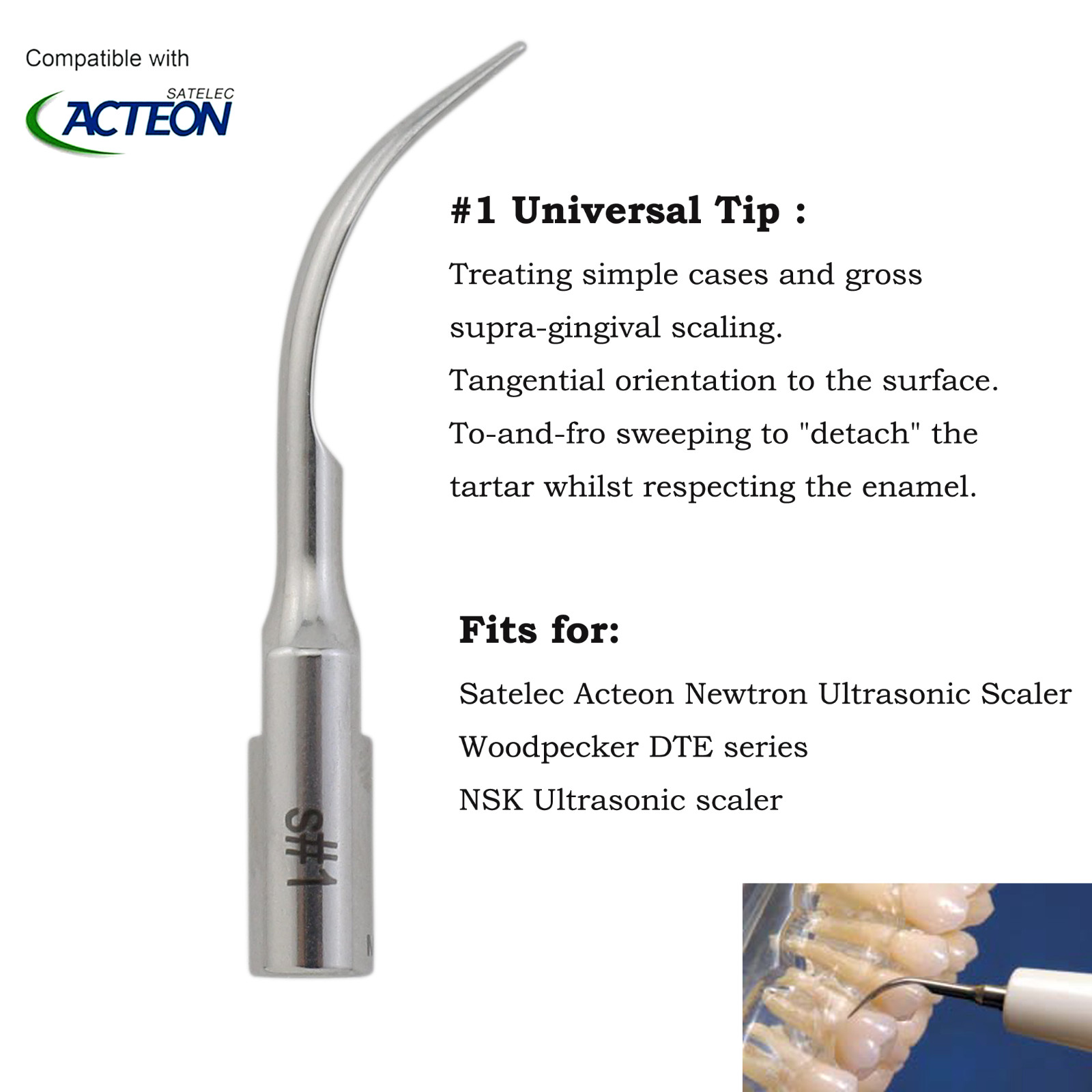 Dental Ultrasonic Scaler Piezo Tips Satelec Acteon Newtron Slim B.LED Handpiece
