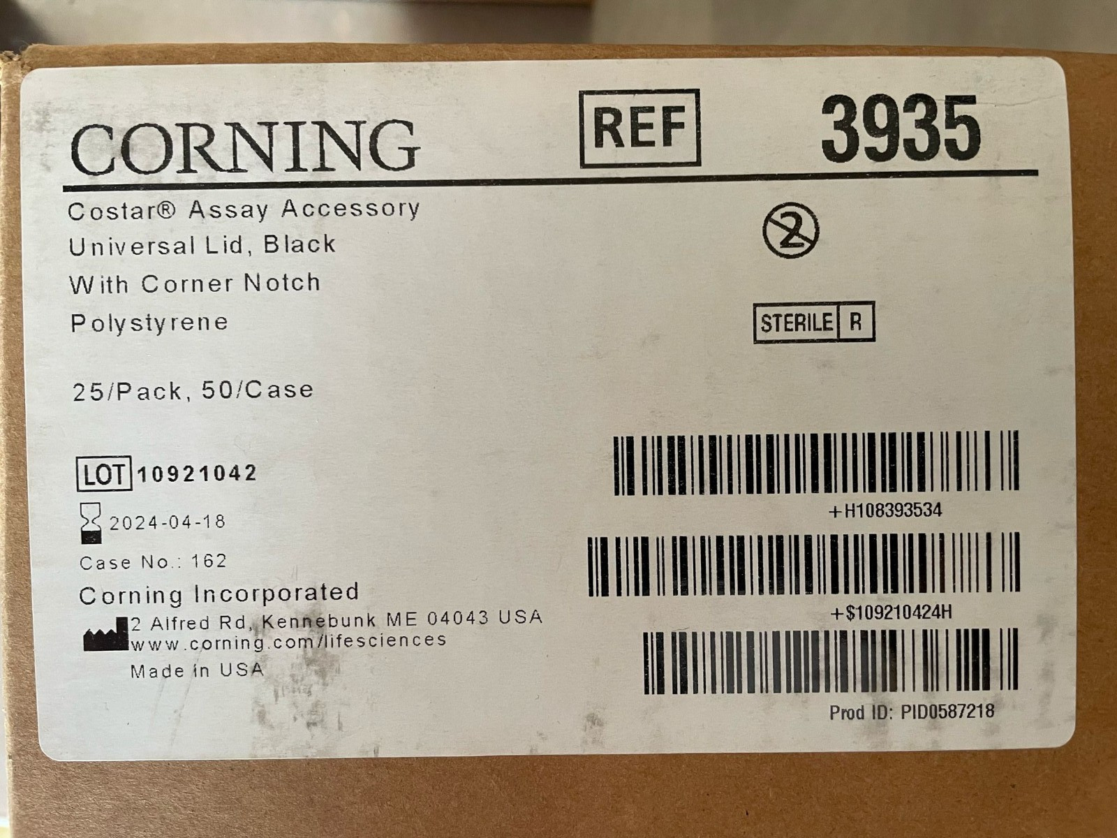 Corning Costar 3935 Universal Lid, Black (Case of 50) Brand New Selead