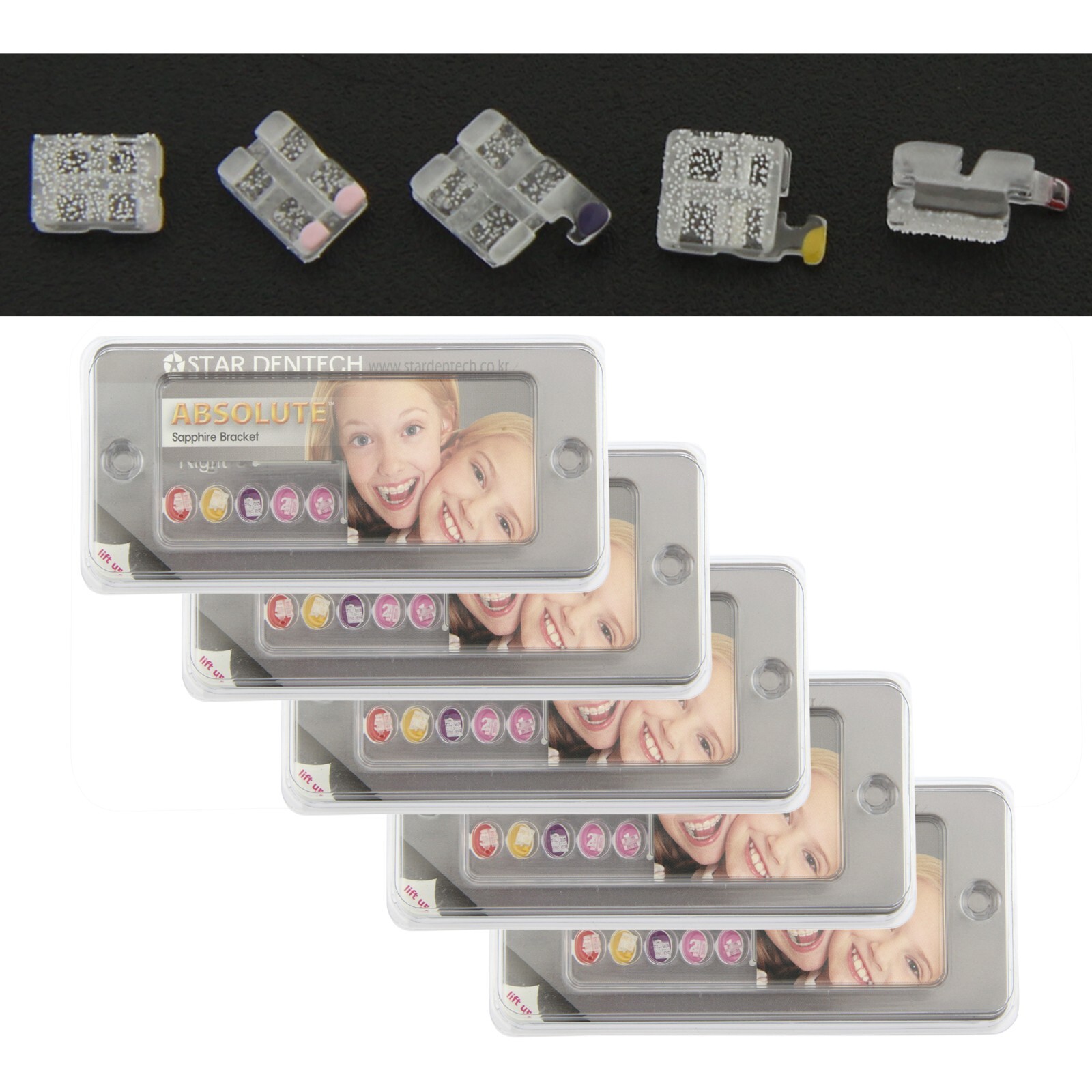 5pc StarDentech Orthodontic Sapphire Brackets Mini Roth 022 345 Absolute Braces
