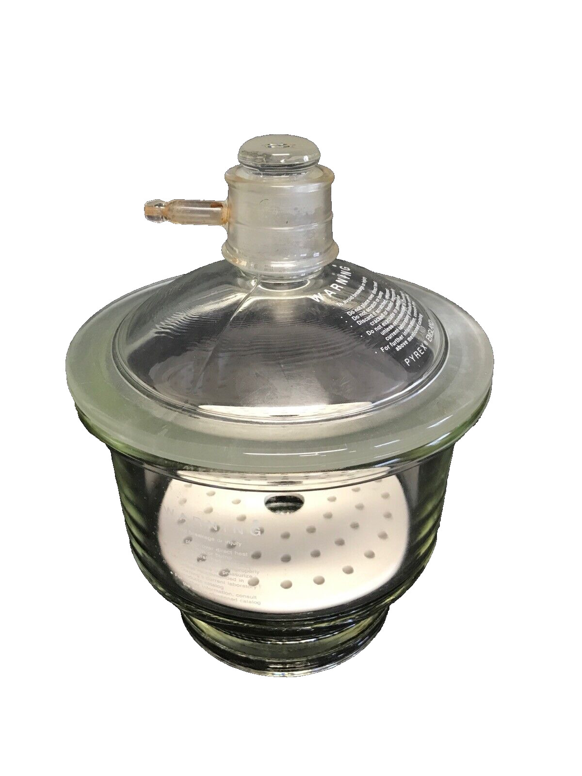 CORNING PYREX Glass 2.4L Small Vacuum Desiccator w/ Perforated Plate 6” 3118-160
