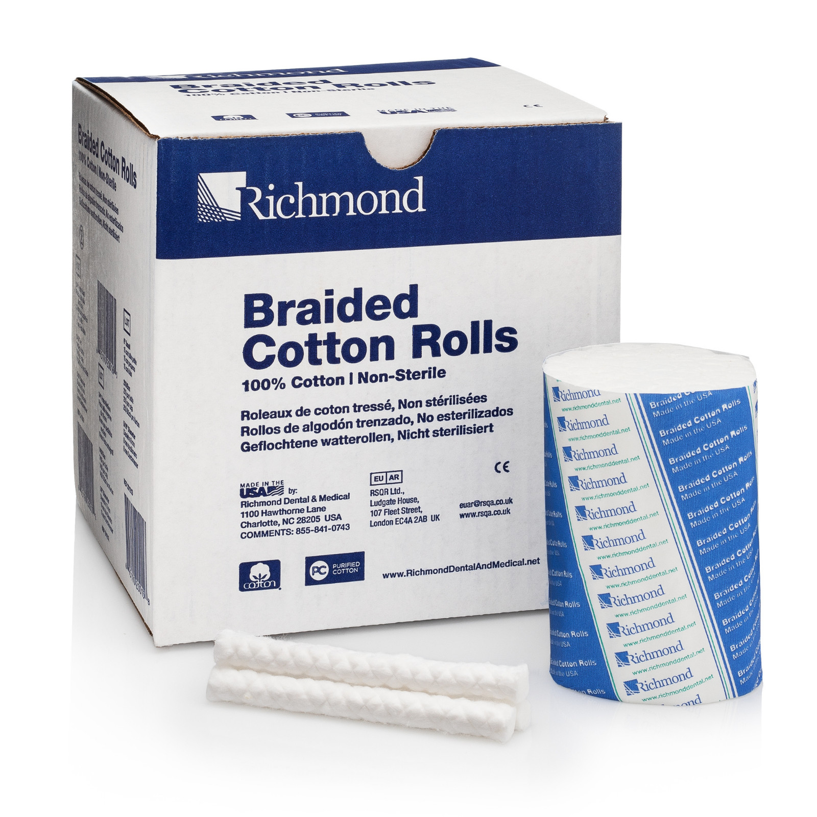 Richmond Dental 201226 Braided Cotton Rolls Medium 3/8″ x 4″ 250/Pk