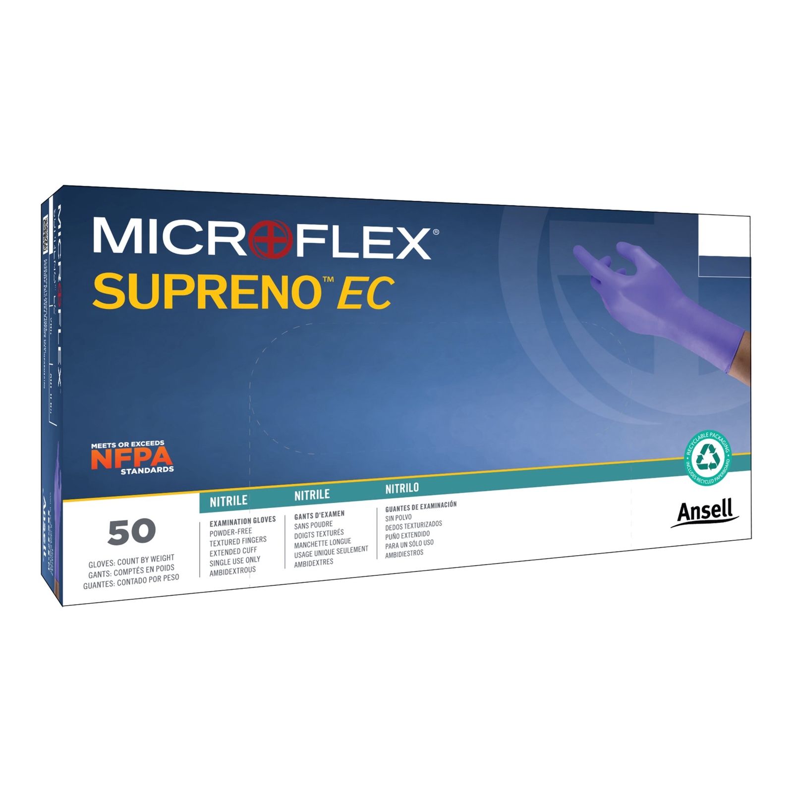 Supreno EC Nitrile Exam Glove Extended Cuff Length LARGE 50 per Box