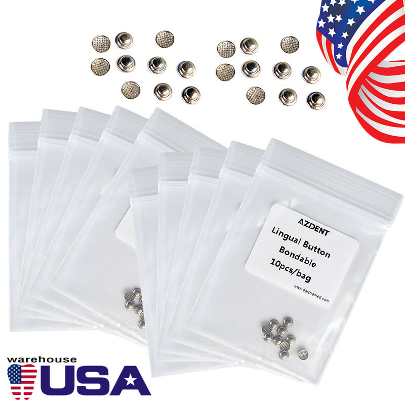 10 Bolsa AZDENT Dental Botones Linguales de Ortodoncia Redonda Bondable mono
