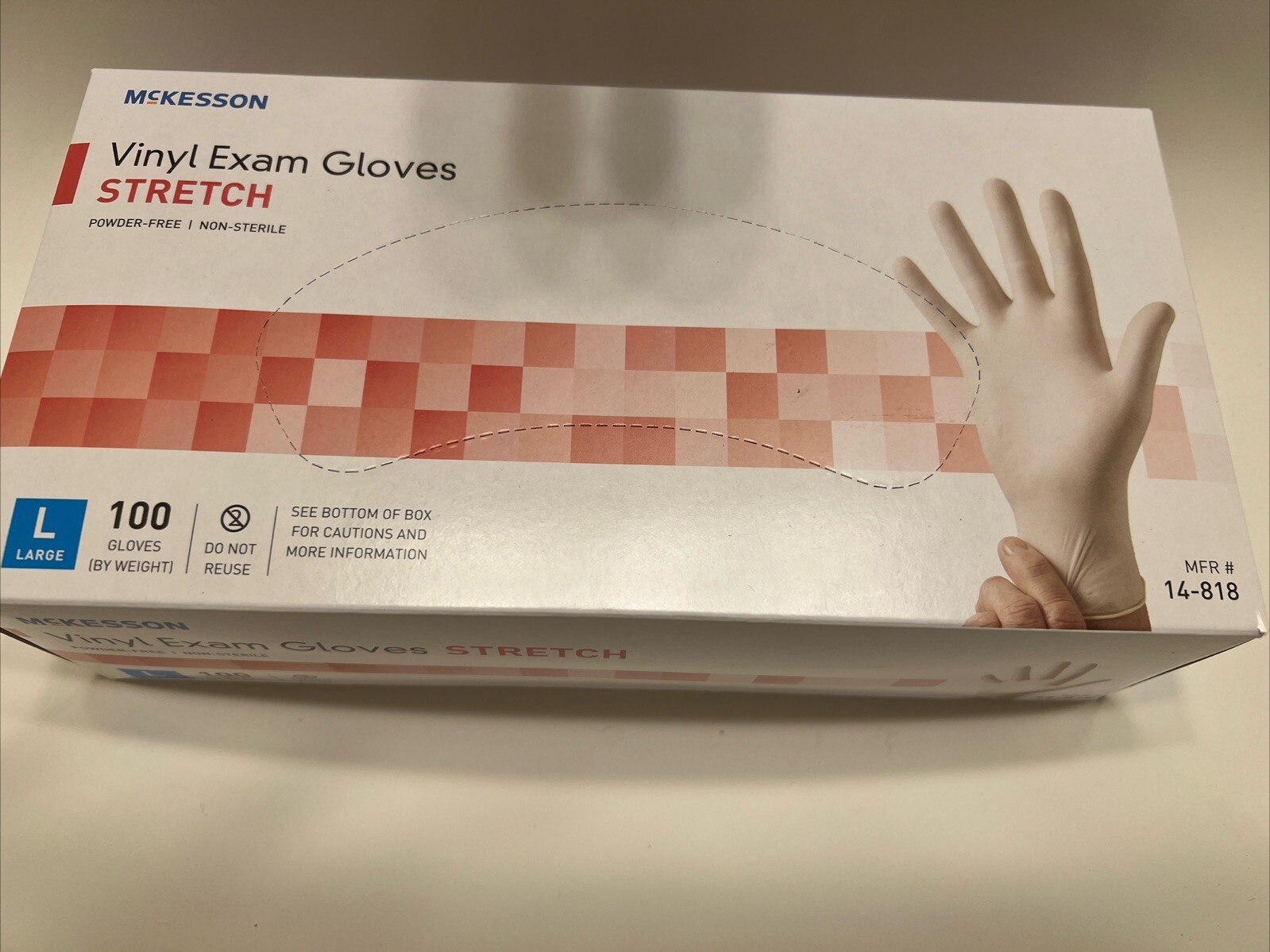 McKesson Stretch Vinyl Exam Glove Standard Cuff Length LARGE 100 per Box