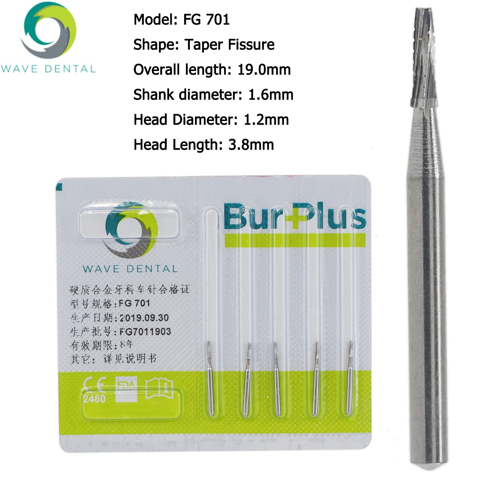 Wave Dental Carbide Bur FG High Speed 169L 699 701 701L Long Shank Friction Grip