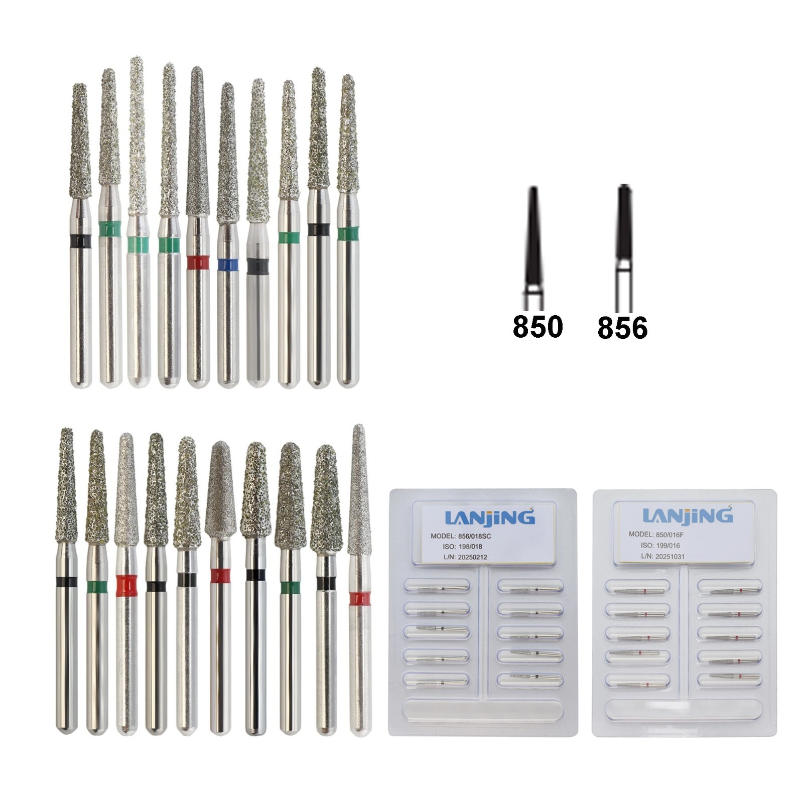 Zirconia Cutting Burs Dental Diamond Bur Football Pear Round End Taper Barrel FG