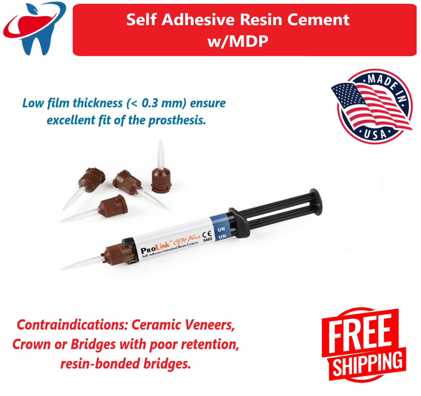 Dental Universal Self Adhesive Permanent Resin Cement w/MDP Automix Syr. 5gm.