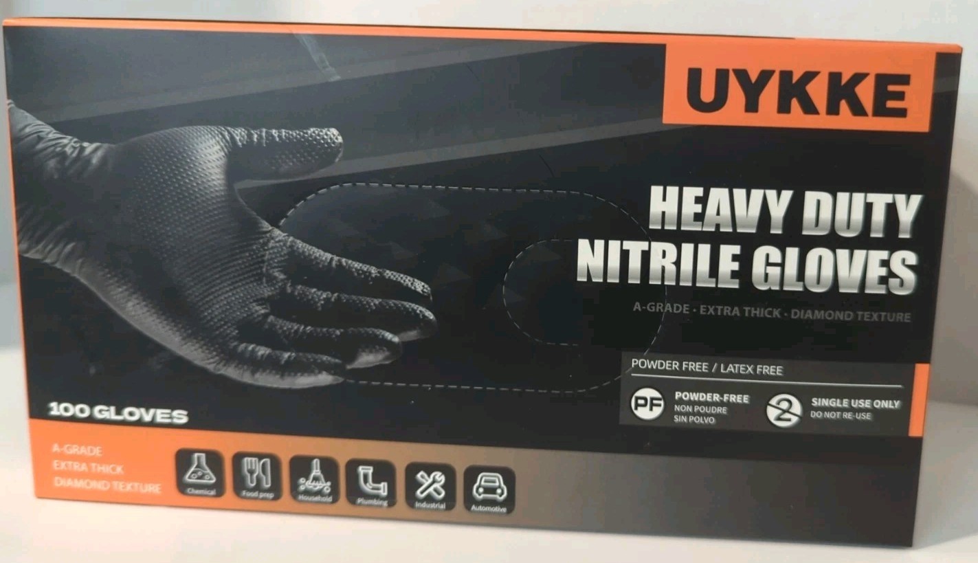 UYKKE 10mil Nitrile Gloves Thick,Industrial Disposable Cooking Gloves M Orange