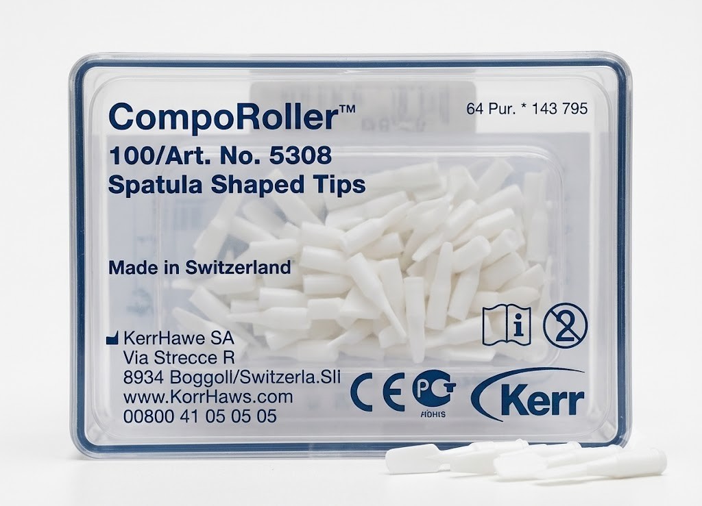 KERR CompoRoller SPATULA SHAPED 5308 Tips 100pk. Made in Switzerland