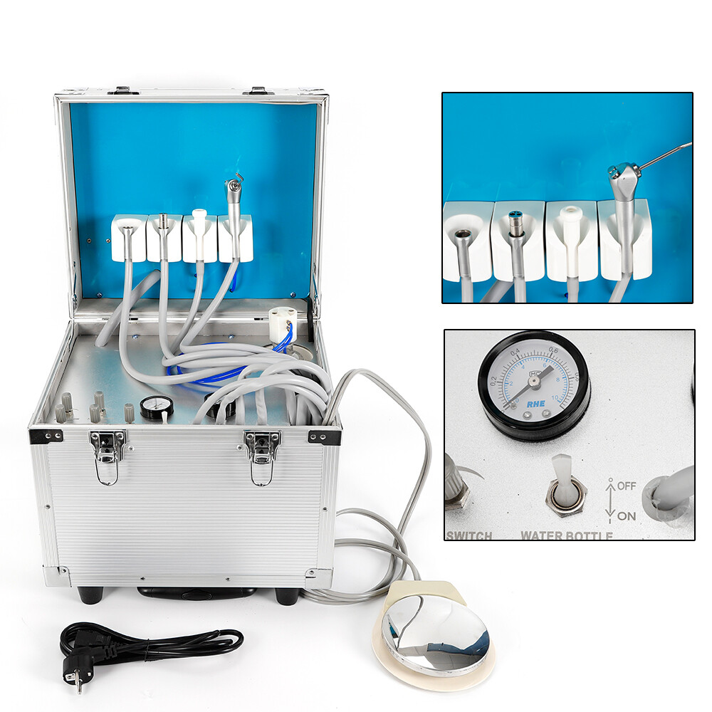 Portable Dental Delivery Unit: Rolling Box with 4 Holes Air Compressor Suction