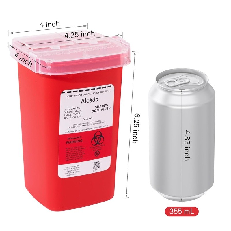 Durable Sharps Container Needle Disposal Portable Compact Medical Waste Safe New