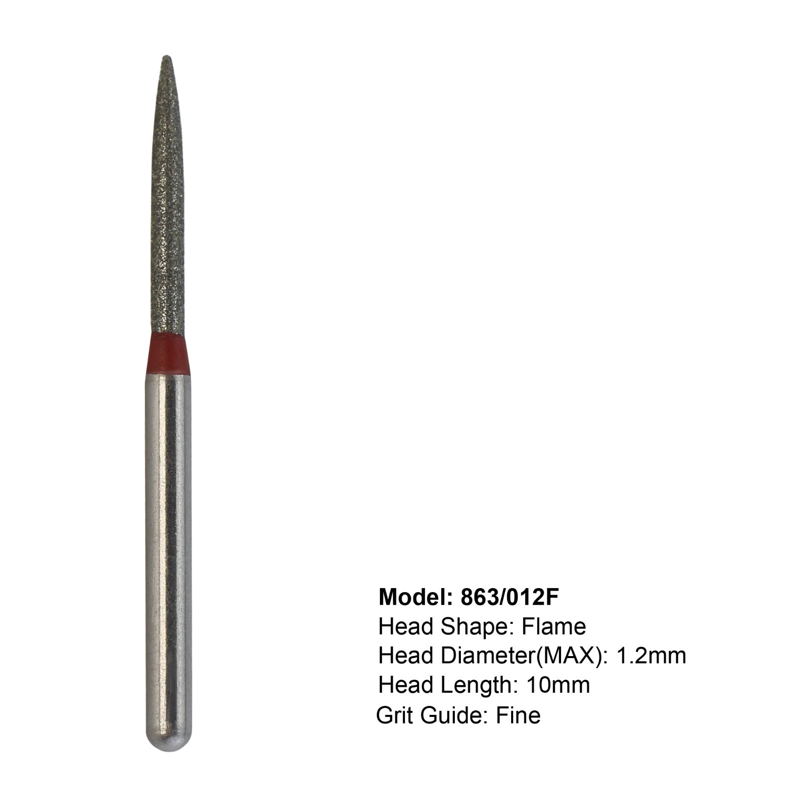 Dental Diamonds Flame Burs 863/012F Fine Grit Red FG for High Speed Handpiece