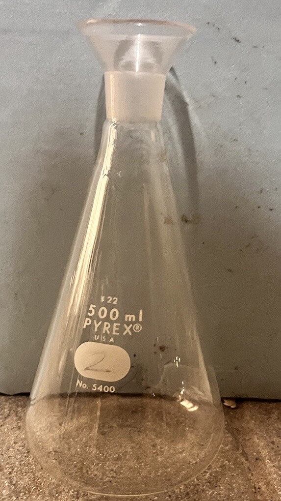 Pyrex USA 500ml Wide Mouth Filter Erlenmeyer Flask Size 22 Fitting No. 5400