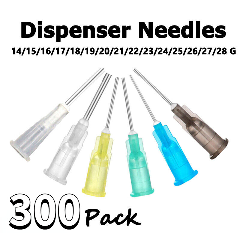 300Pack 14-28G Precision Dispensing Needle Blunt Tip Oil Glue Ink Liquid Refill
