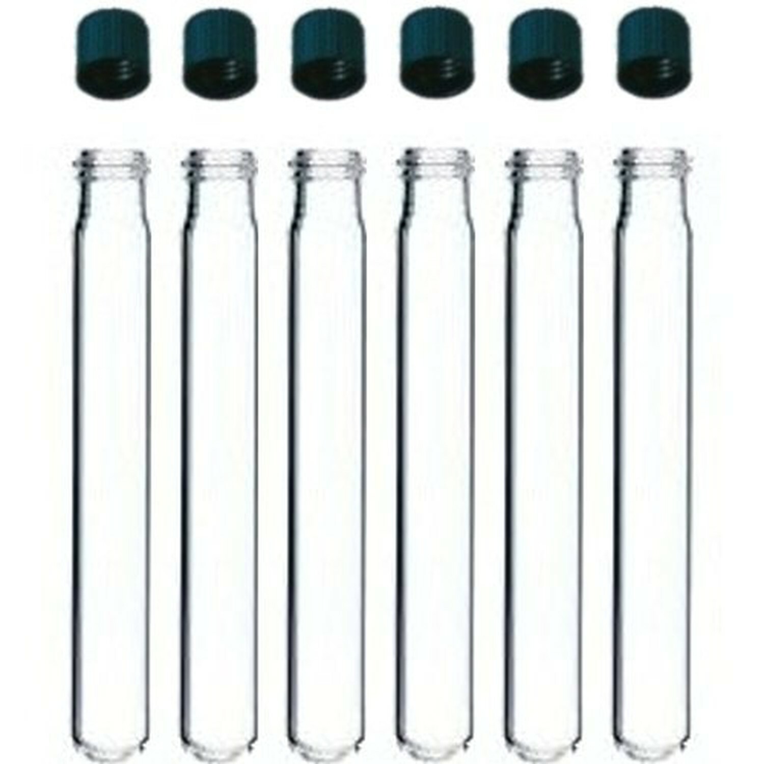 PYREX 16x125mm Round BTM, 15ml Vol, Disposable, Threaded w/ Caps (Pack of 12)