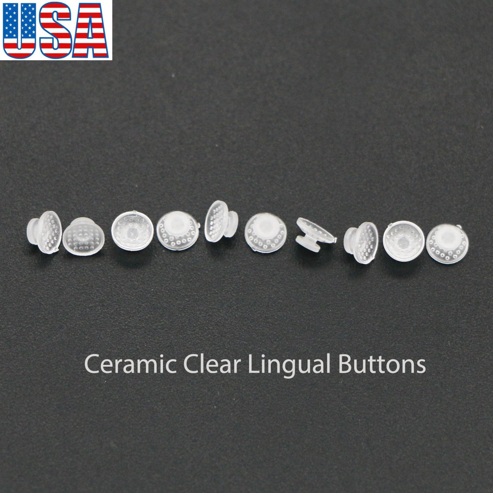100Pcs Dental Orthodontic Ceramic Clear Lingual Button Bondable Round Composite