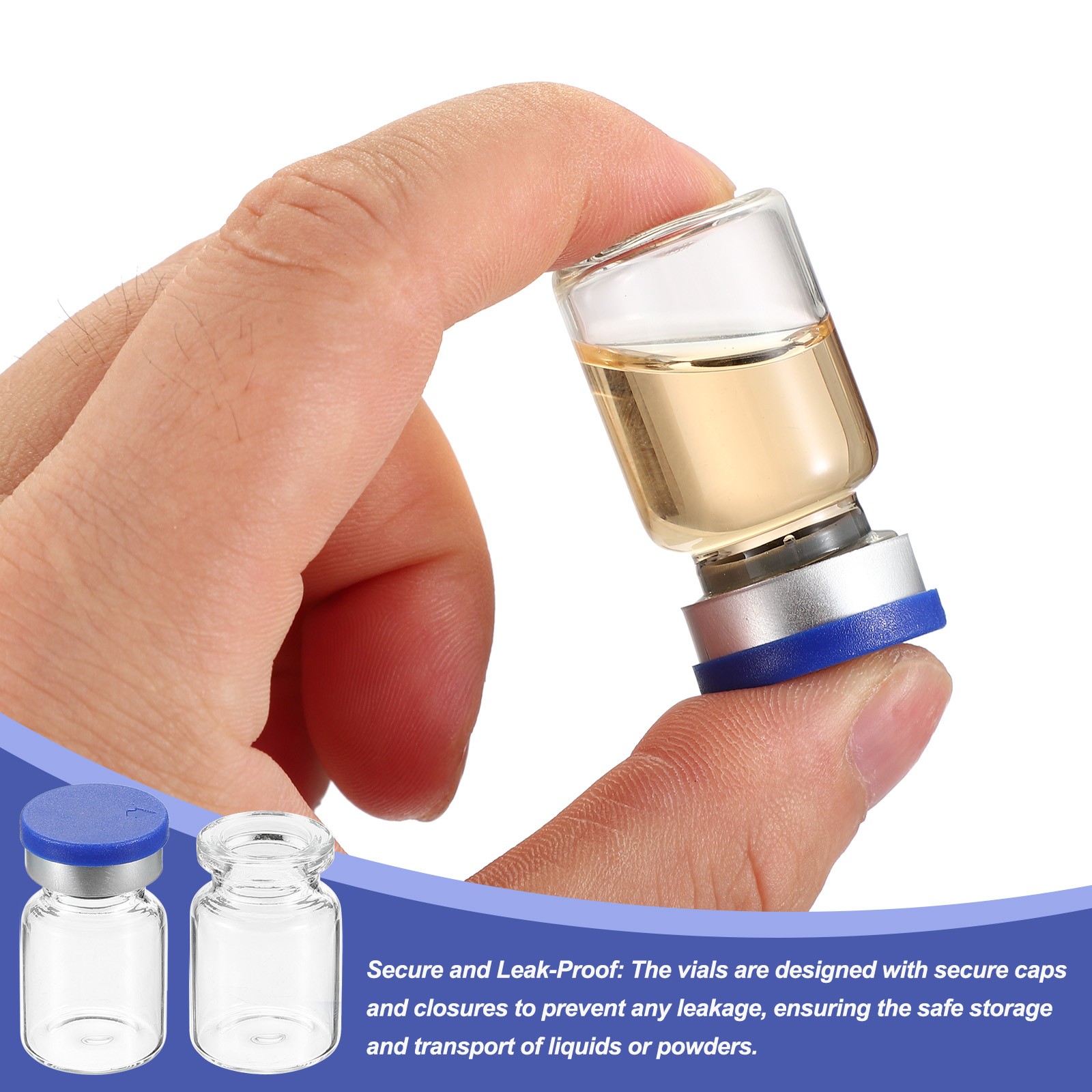 100pcs 5ml Sample Vials Lab Empty Vials with Rubber Stopper Caps Labels Clear