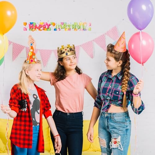6pc Birthday King Queen Crown Foam Gold Rhinestone Party