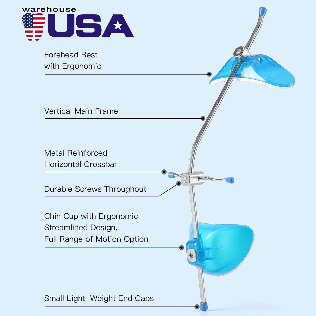 AZDENT Dental Adjustable Orthodontic Reverse Blue Pull Headgear Facemask