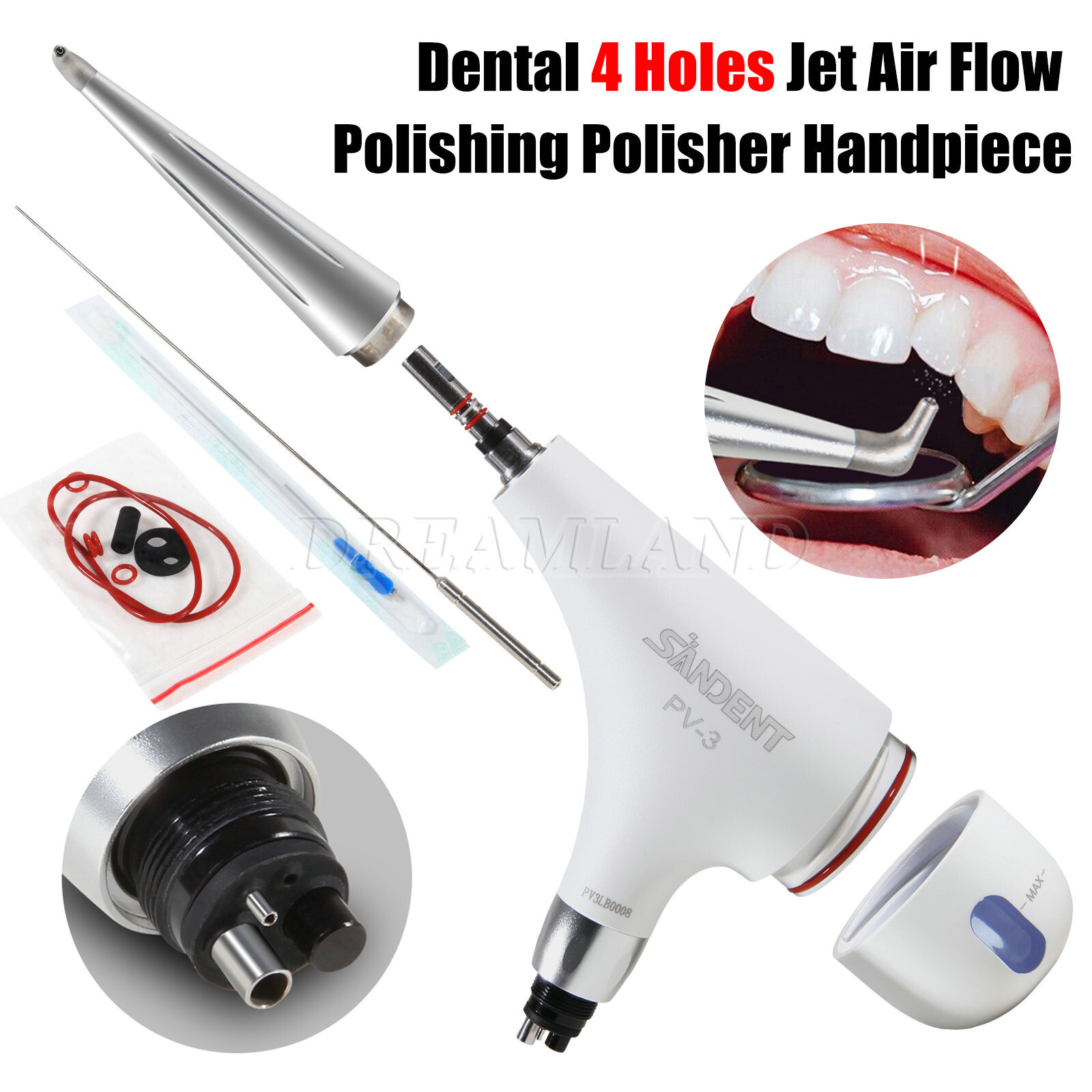 Dental 4 Hole Air Prophy Flow Teeth Polishing Polisher Handpiece Hygiene PV3
