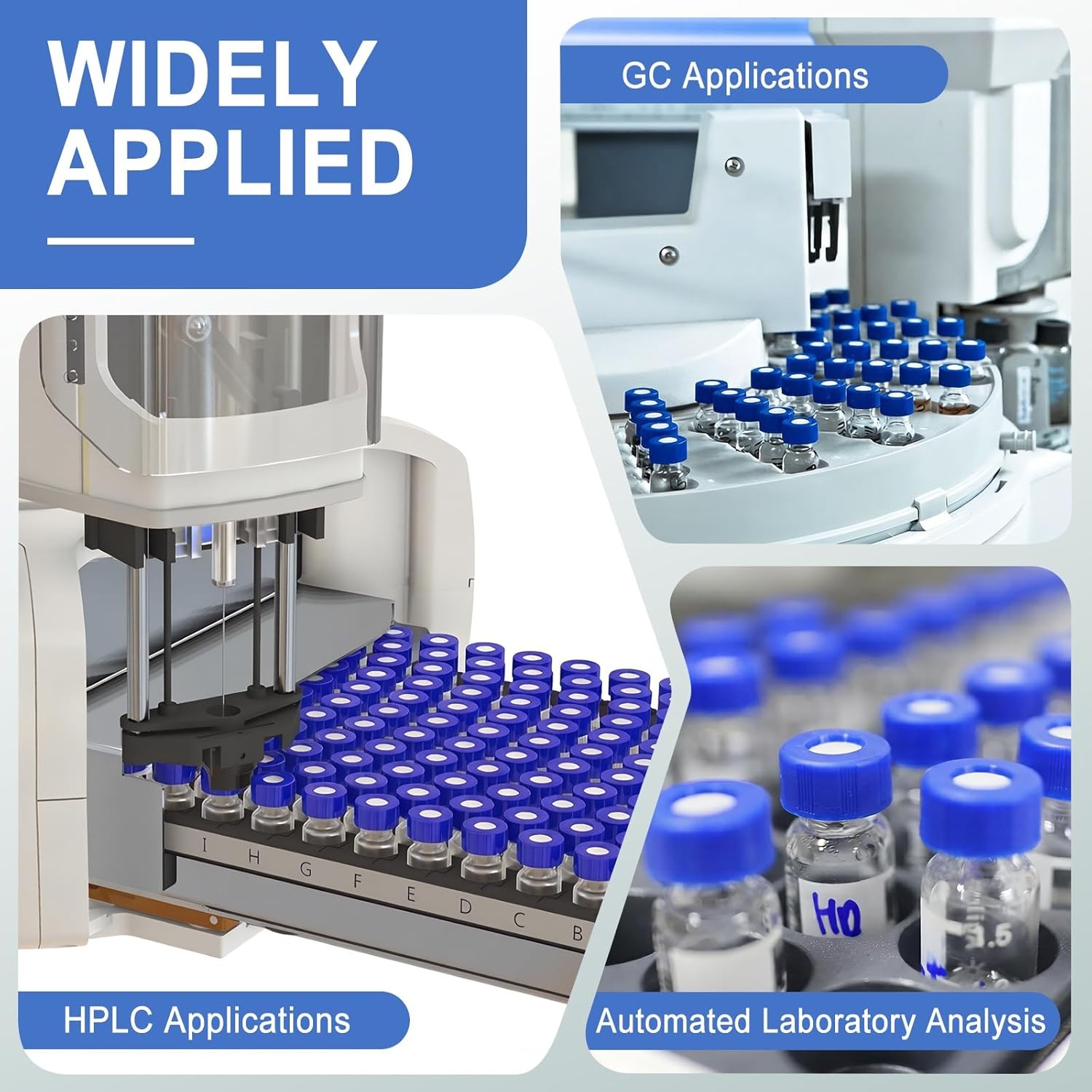 1000PCS 2mL Glass Vials Clear Autosampler vials w Screw Caps 9-425 HPLC GC PTFE