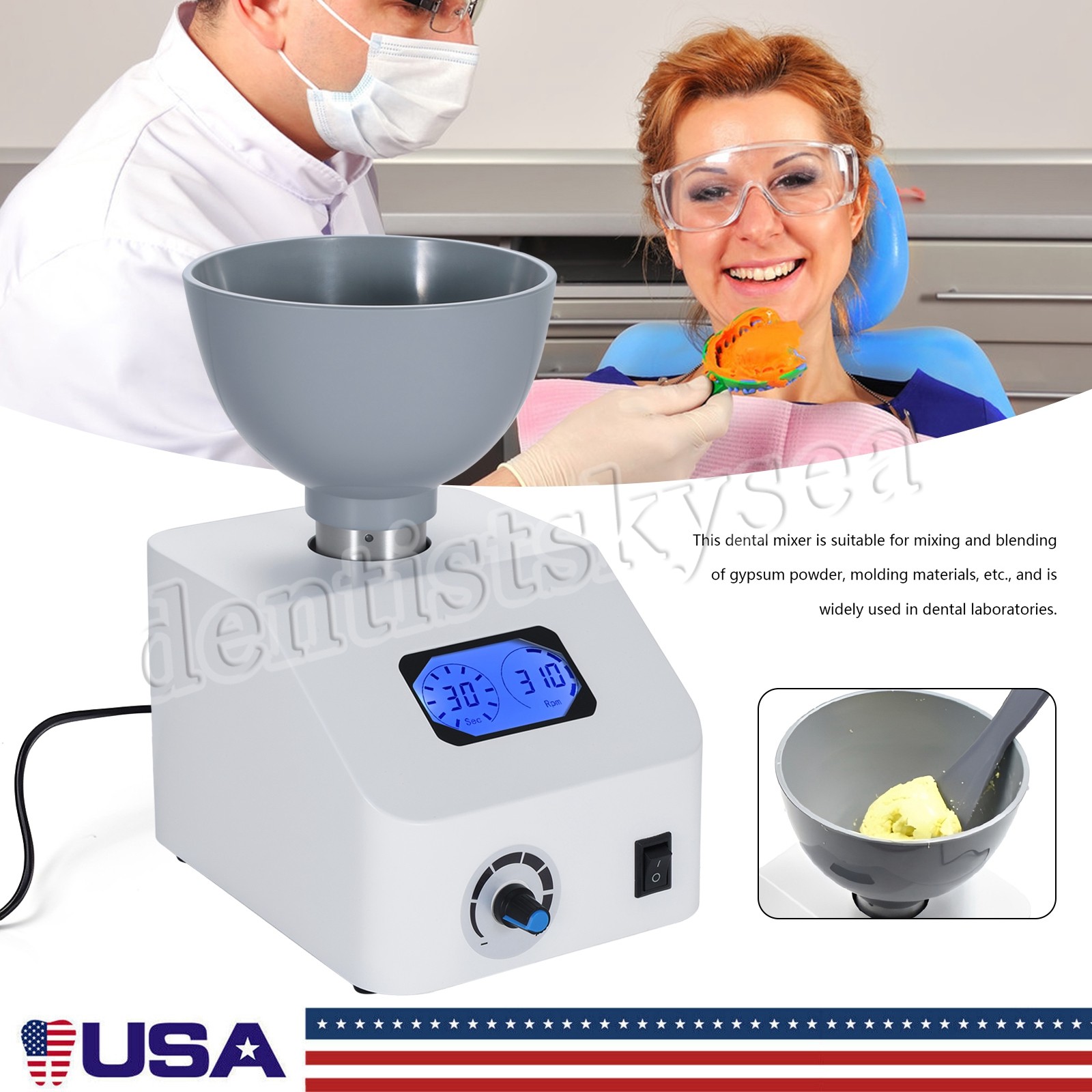 DENTAL LAB DIE STONE IMPRESSION MATERIAL ALGINATE MIXER 110V or 220V