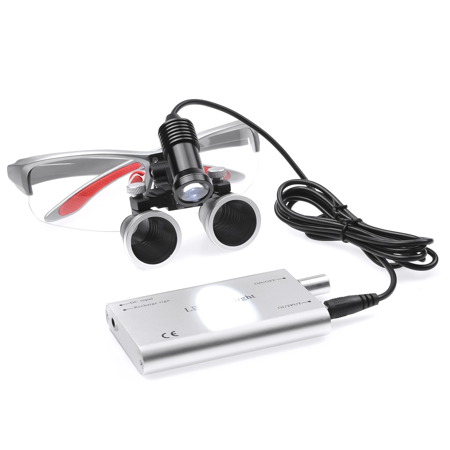 2.5X Dental Binocular Loupes Matte Frame Magnifiers with 5W LED Headlight Filter