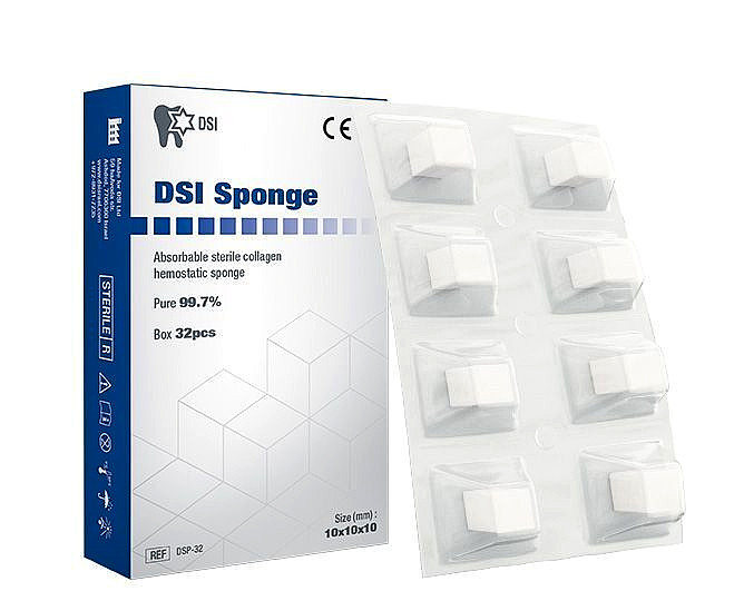 DSI Sponge Absorbable Hemostaic Gelatin Sponge 10x10x10mm, Sterile 32/Pk.