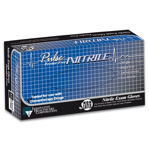 Pulse Nitrile Exam Gloves: Large, Dark Lavender Blue 200/Box. Non-Sterile