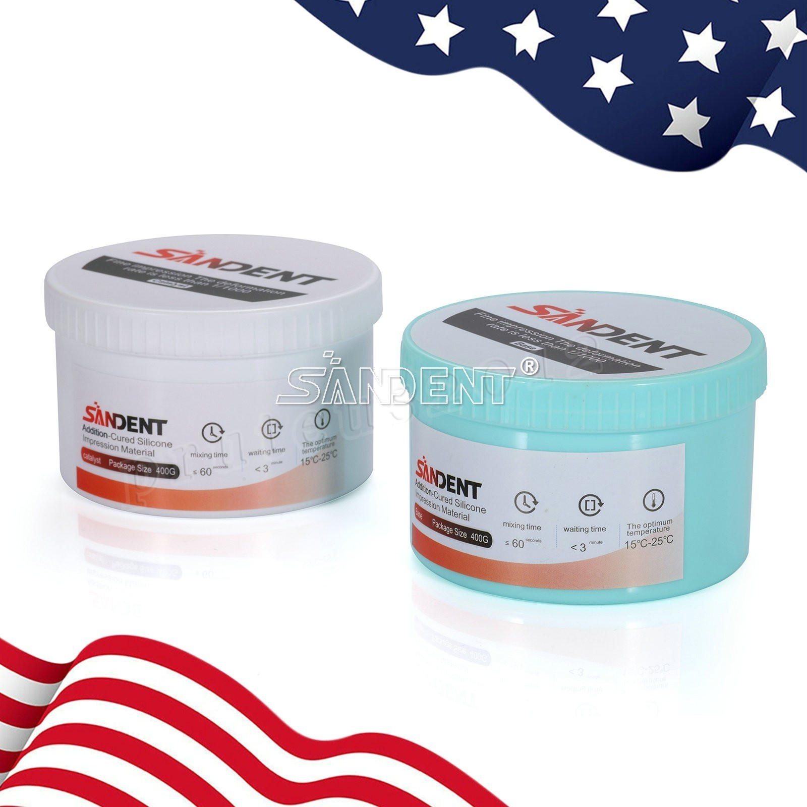 SANDENT Putty Regular Set Dental Impression Material Base & Catalyst 2 Scoops