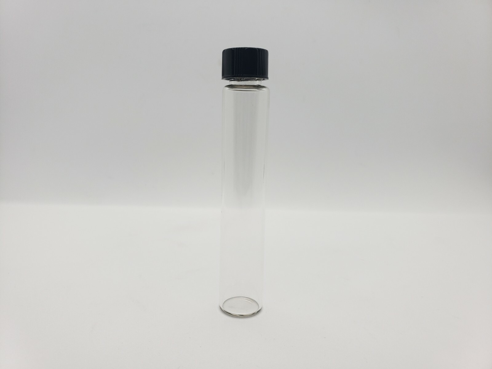 Automatic Machine Made Glass Vials With Black Screw On Caps 3 Drams 90 X 17 mm