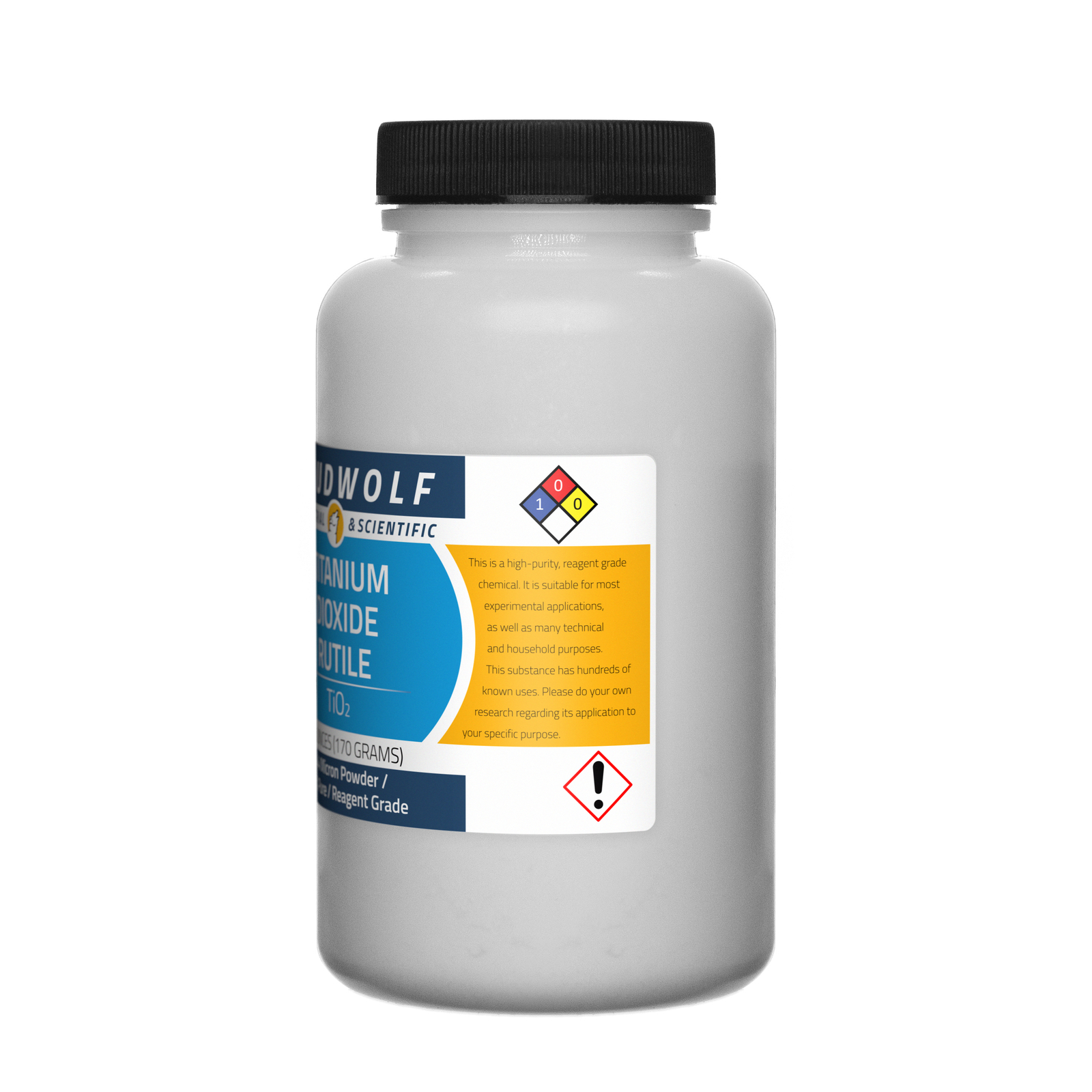 Titanium Dioxide Rutile, 6oz, Reagent Grade, Sturdy Bottle, SHIPS SAME DAY