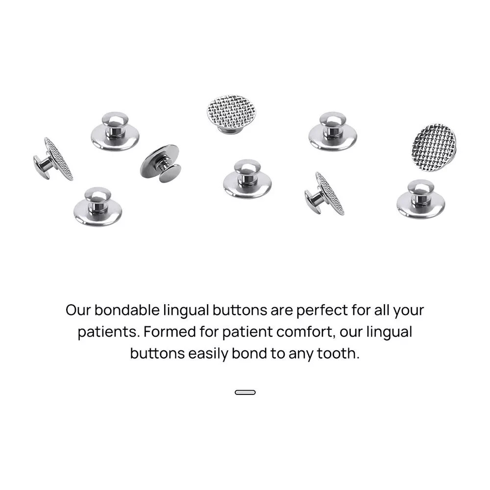 50Pcs Dental Orthodontic Bondable Split Metal Lingual Buttons Round Mesh Base