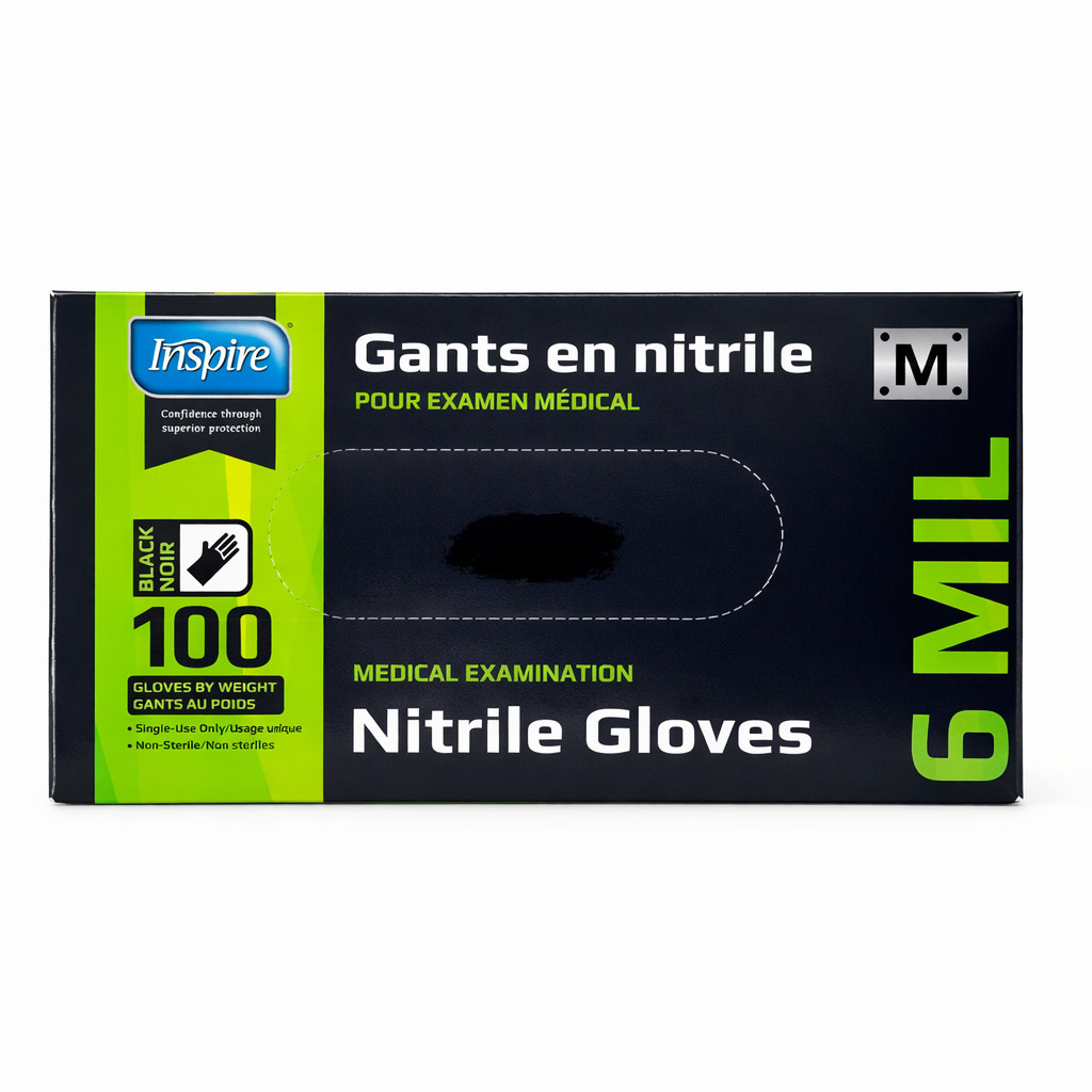 Lot of 8 Black Nitrile Gloves 800 Total MEDIUM 6 Mil Tattoo Mechanic Food Safe