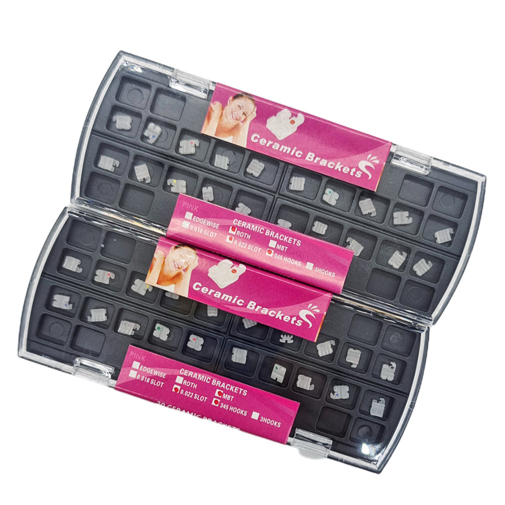 Dental Orthodontic Ceramic Brackets Mesh Base 5*5 MBT 022 3 4 5 Hooks