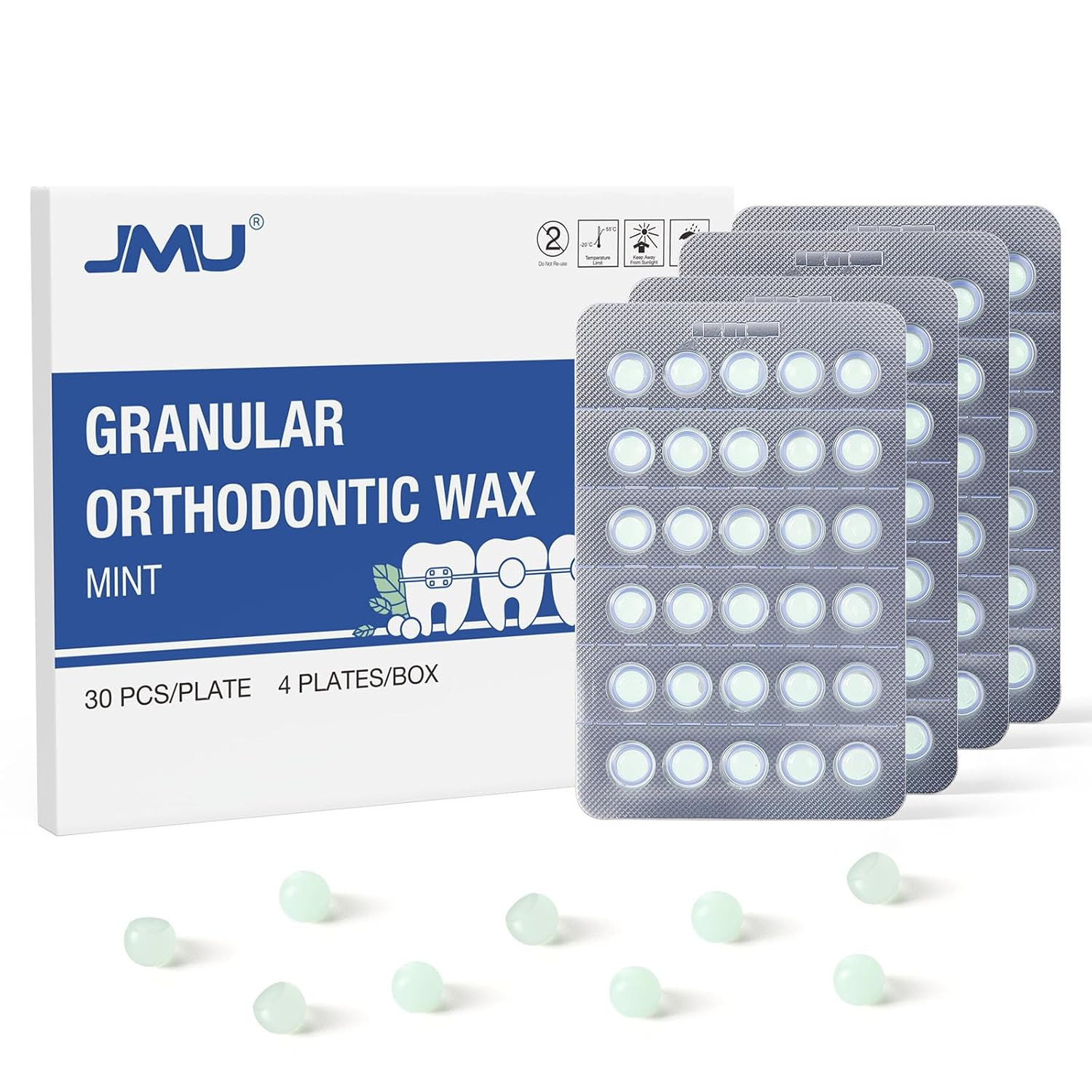JMU Orthodontic Wax for Braces Relief 120 Dental Dots with 120 Count