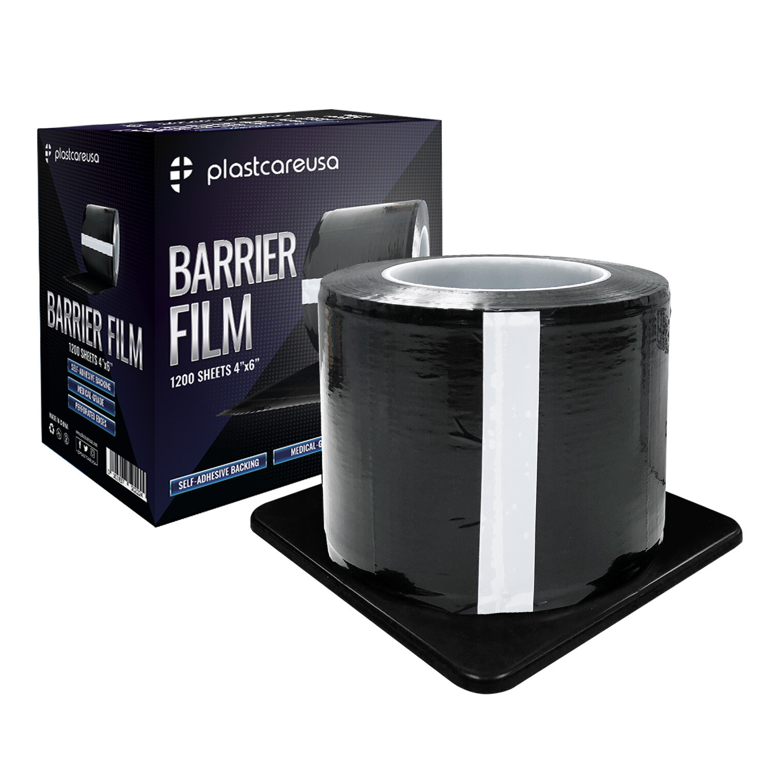 Black Barrier Film, Plastic Sheeting Dental Tattoo, Adhesive 1200 4″ x 6″ Sheets