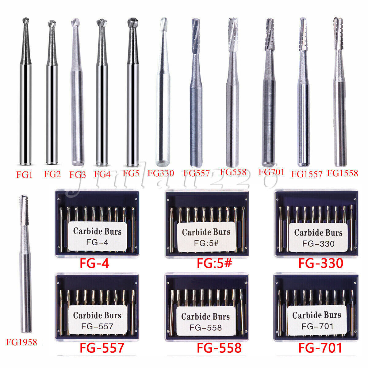 10-100 Dental FG Fresas de carburo de tungsteno Fit Alta Velocidad pieza de mano