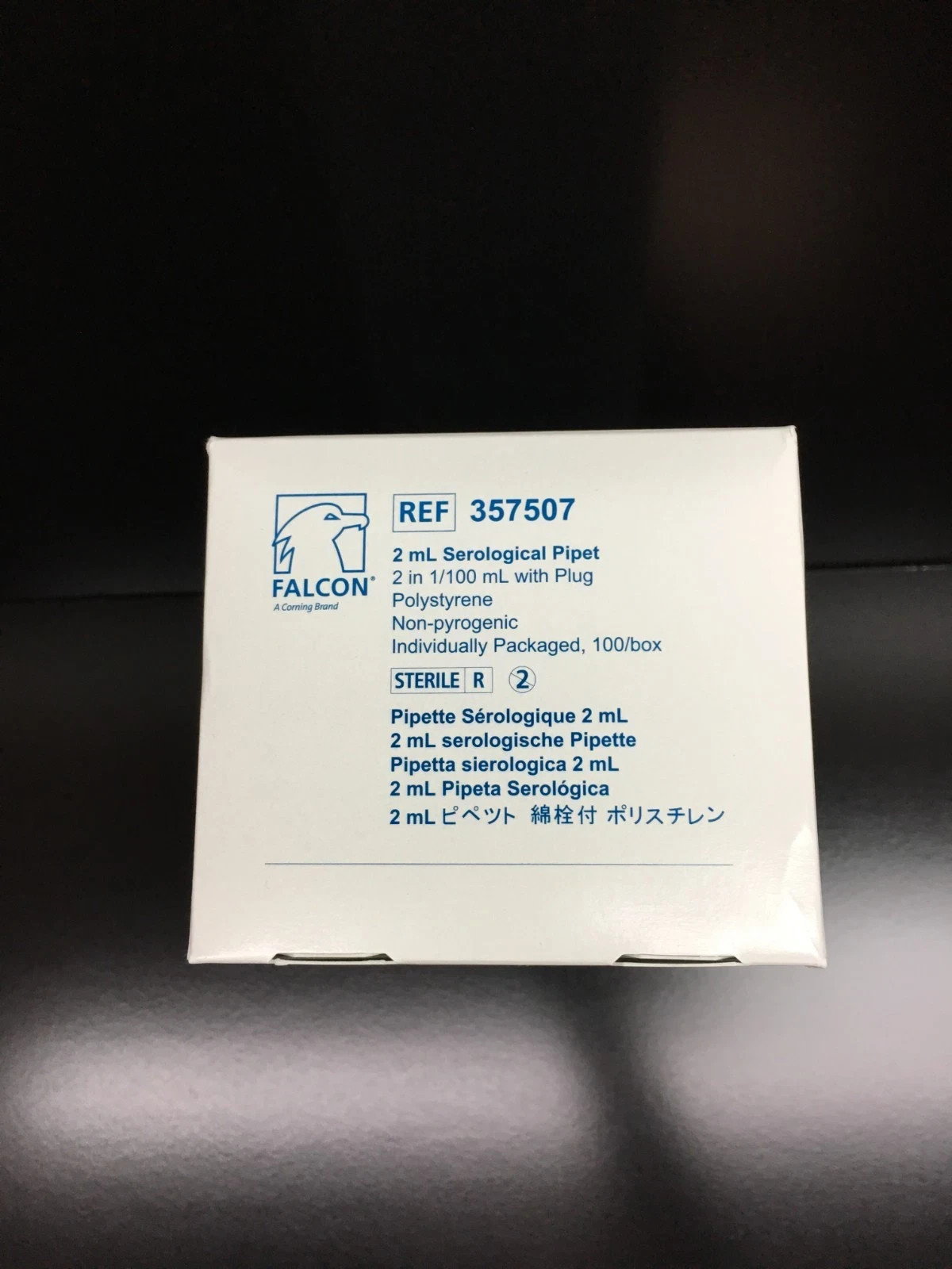 Corning Falcon REF 357507 Serological Pipette 2mL 2in with Plug Lot 10 Packs
