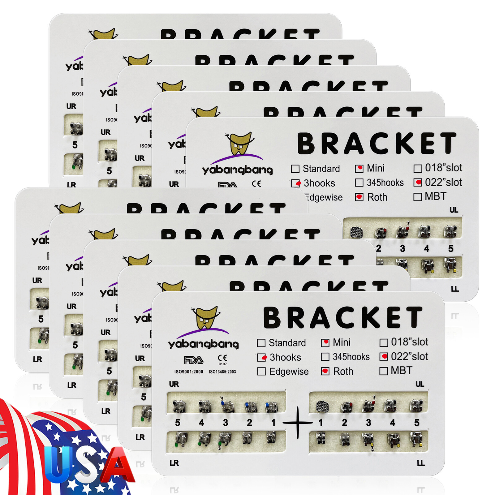 Dental Orthodontic Braces Bracket Mini Roth 022″Slot 3 Hooks FDA-USA