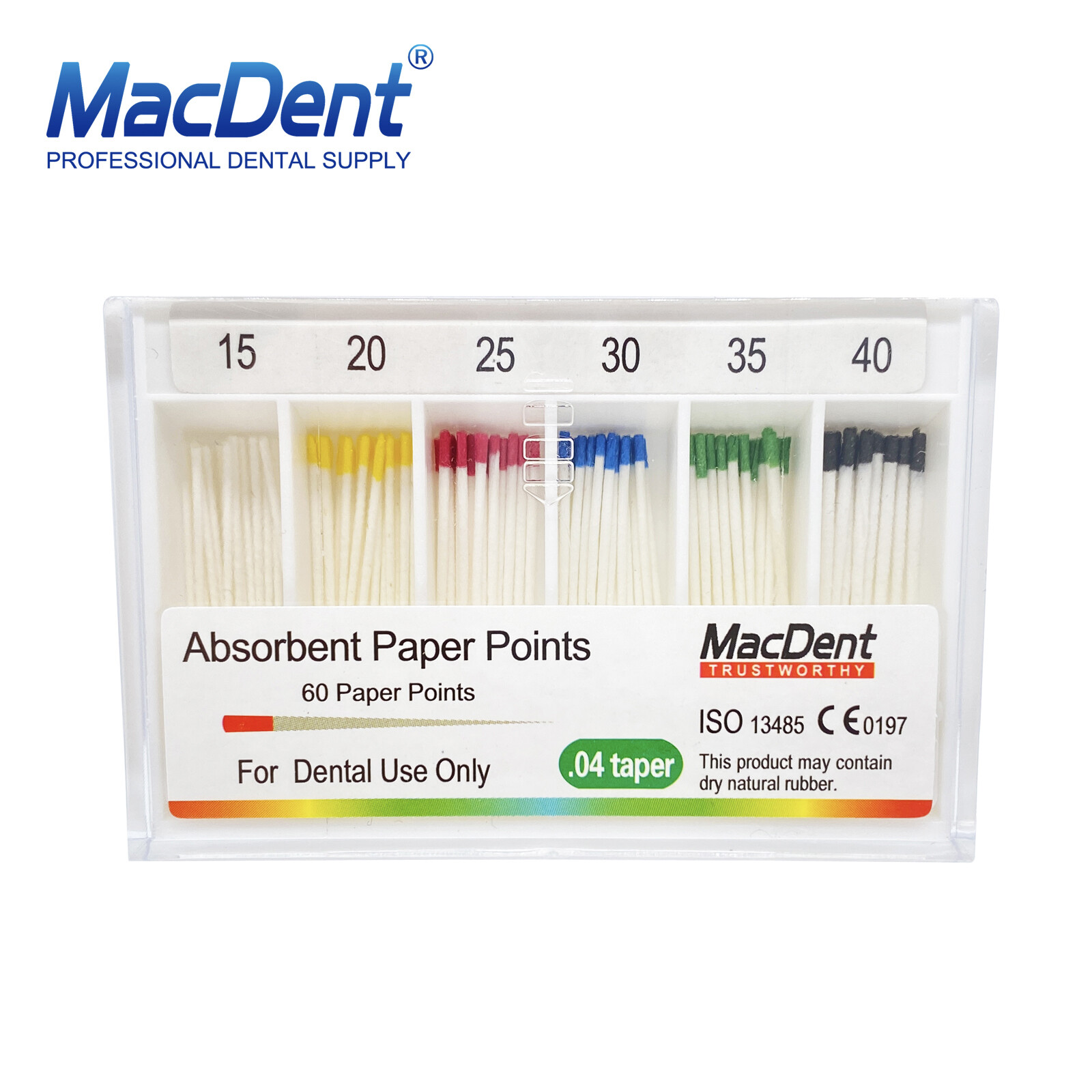 MacDent Dental Endodontic Absorbent Paper Points Taper 0.04/ 0.02 /0.06 15#-40#