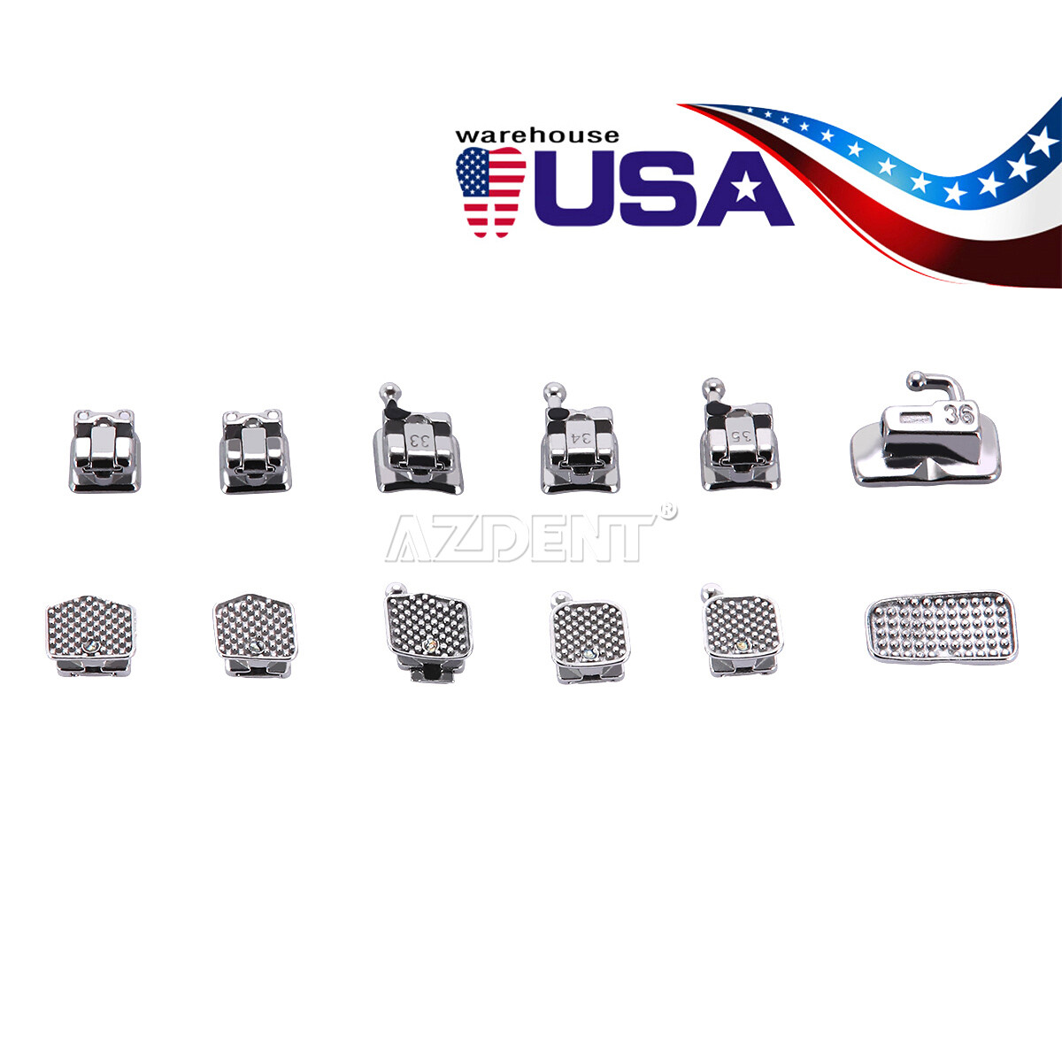 Dental Ortho Passive Self-Ligating Brackets Roth MBT 022 345 Hooks &Buccal Tubes