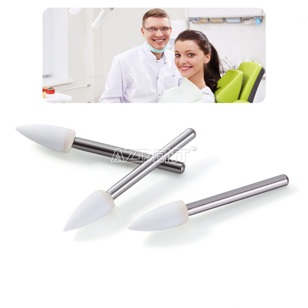 Dental Mounted White Polishing Stones Flame shape FG bur Arkansas Stone Points