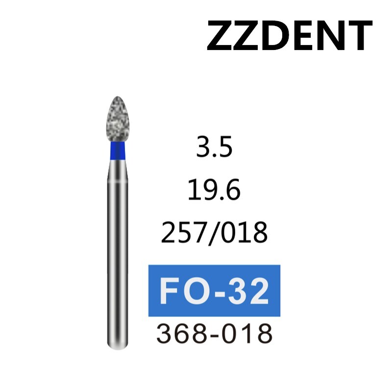 100 PCS FO-32 368-018 Flame Ogival End Dental Diamond Burs FG Shank Dia. 1.6mm