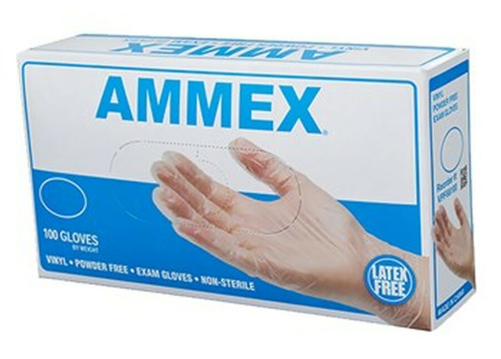 *400-Pieces* Ammex Professional Vinyl Exam Medical Gloves Clear Medium VPF64100