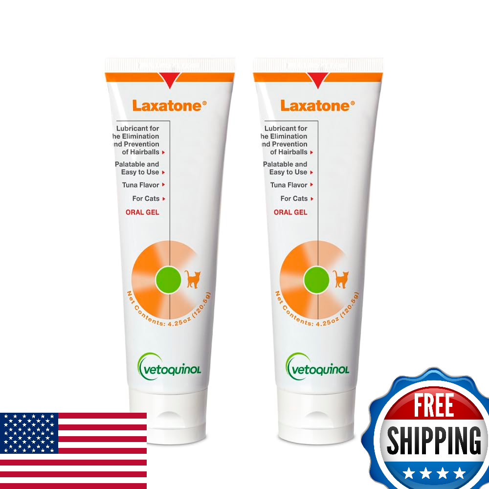 Vetoquinol Laxatone Hairball Lubricant Gel for Cats Tuna Flavor 4.25oz 2-Pack