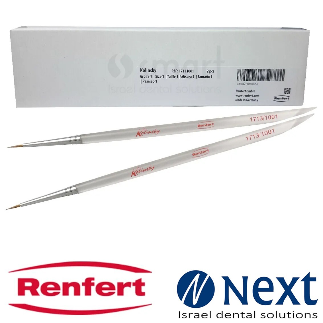 Lotx2 Renfert Dental ceramic brush premium Natural bristle №1 Kolinsky 17131001