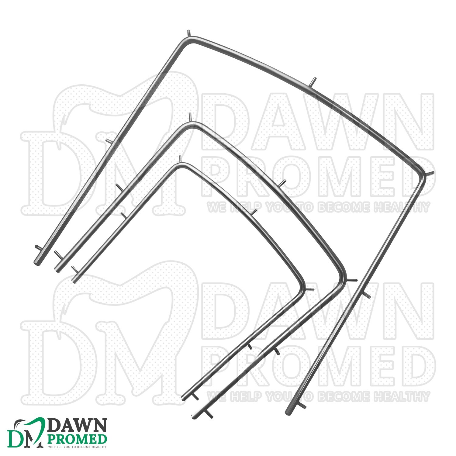 3 Pcs Rubber Dam Frame S, M, L Sheet Holder Set Orthodontic Dental Instruments