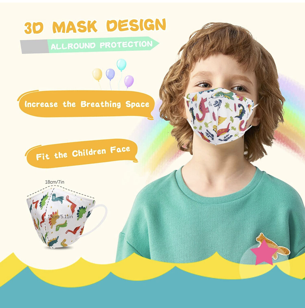 100/20 Pcs White KN95 Protective 5 Layer Kids Face Mask BFE 95% Disposable Masks