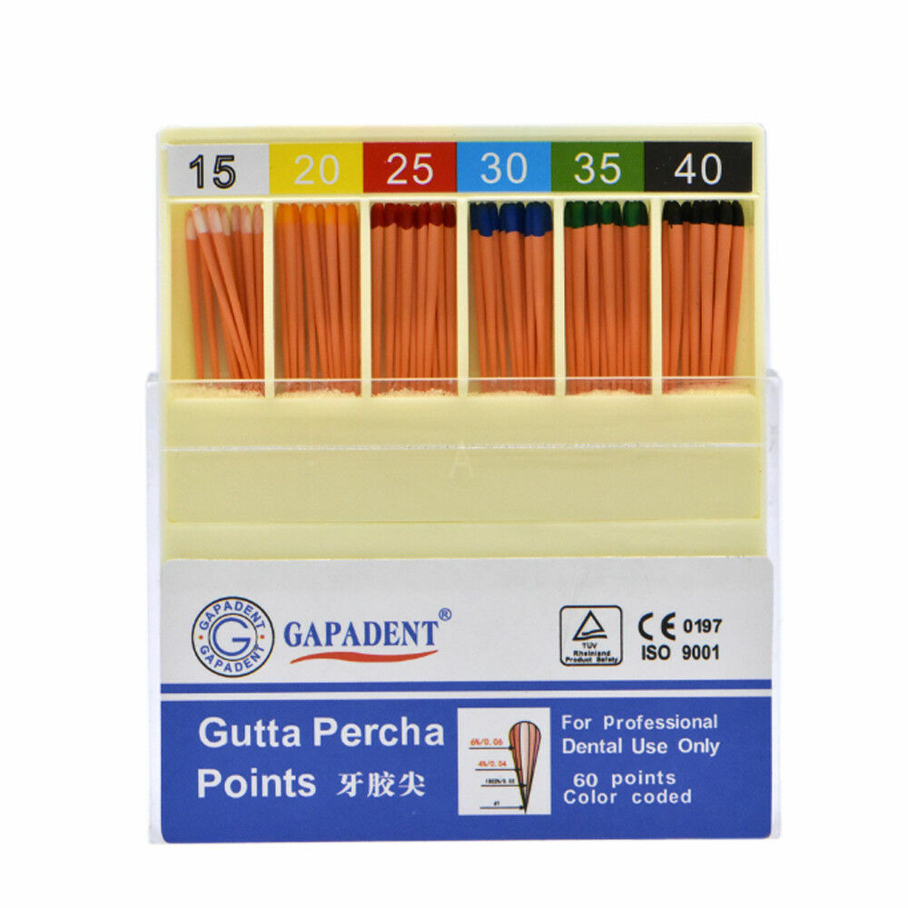 60/ Pack GAPADENT Dental Endodontic Absorbent 0.04 Taper Gutta Percha Points